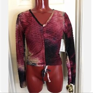 NEW EYE CANDY WOMEN STRETCH GATHERED FRONT TOP BLOUSE-SIZE MEDIUM M - MULTICOLOR